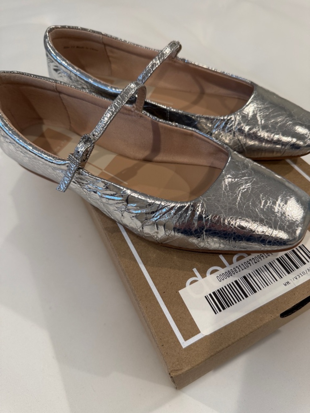 EUC Gorg DOLCE VITA “Reyes” Silver Crinkle Leather Ballet Flat 7.5